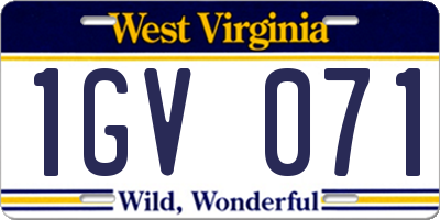 WV license plate 1GV071