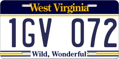 WV license plate 1GV072