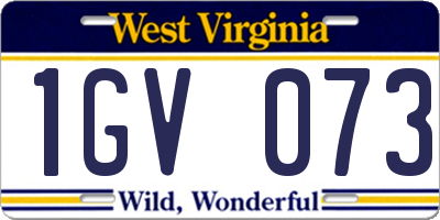 WV license plate 1GV073