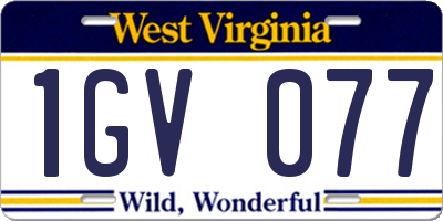 WV license plate 1GV077