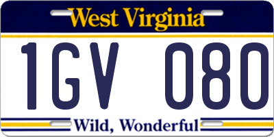 WV license plate 1GV080
