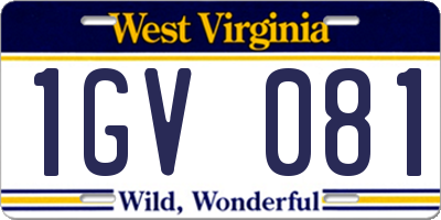 WV license plate 1GV081