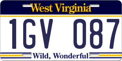 WV license plate 1GV087
