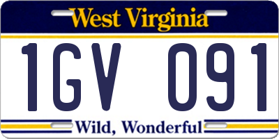 WV license plate 1GV091
