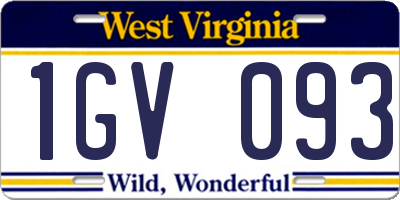 WV license plate 1GV093