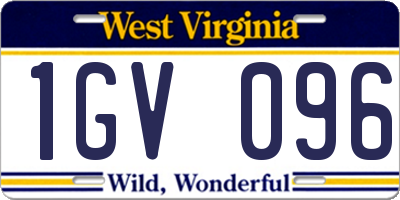 WV license plate 1GV096