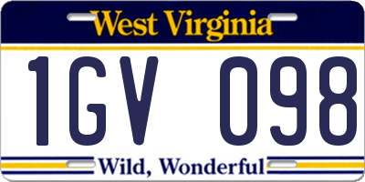 WV license plate 1GV098