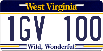 WV license plate 1GV100