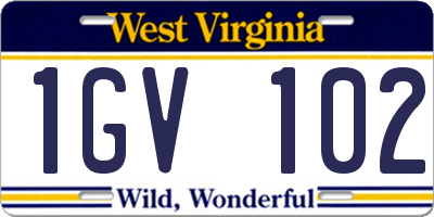 WV license plate 1GV102