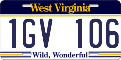 WV license plate 1GV106