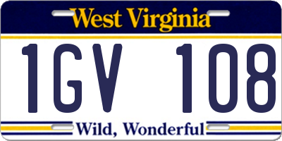 WV license plate 1GV108