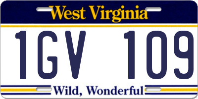 WV license plate 1GV109