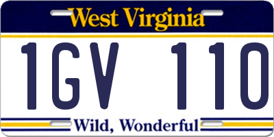 WV license plate 1GV110