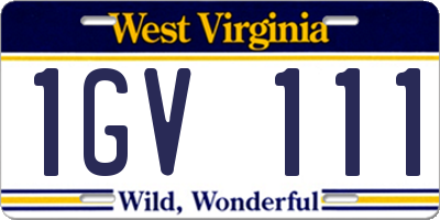 WV license plate 1GV111