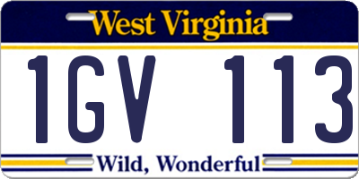 WV license plate 1GV113