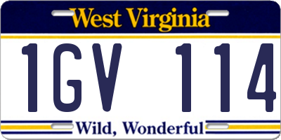 WV license plate 1GV114
