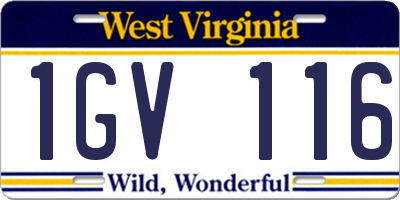WV license plate 1GV116