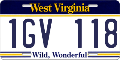WV license plate 1GV118