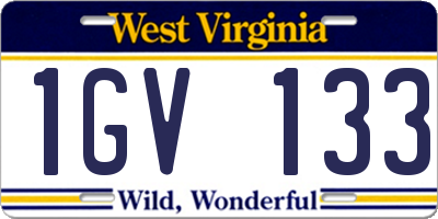 WV license plate 1GV133