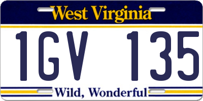 WV license plate 1GV135