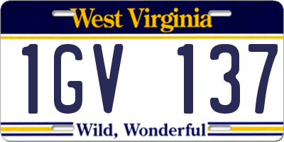 WV license plate 1GV137