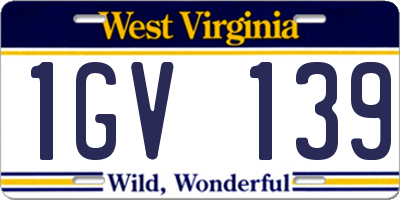 WV license plate 1GV139
