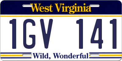 WV license plate 1GV141