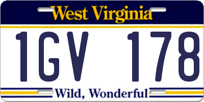 WV license plate 1GV178