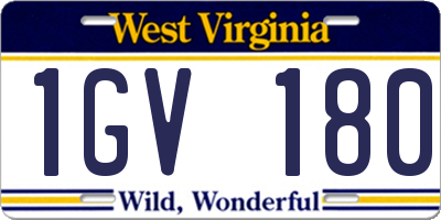 WV license plate 1GV180