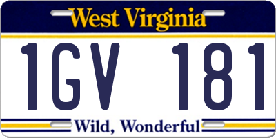 WV license plate 1GV181
