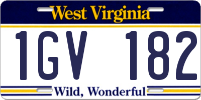 WV license plate 1GV182