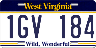 WV license plate 1GV184