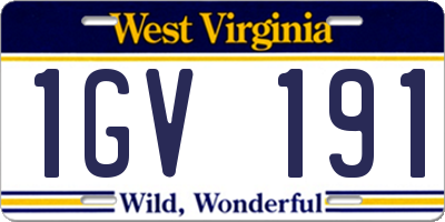 WV license plate 1GV191