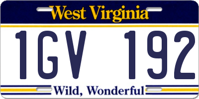 WV license plate 1GV192