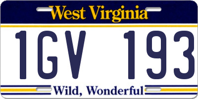 WV license plate 1GV193