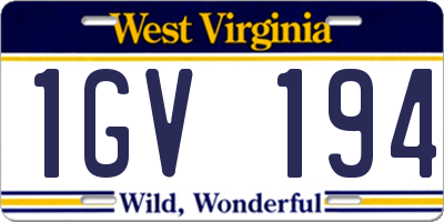 WV license plate 1GV194