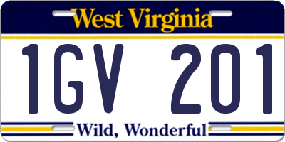 WV license plate 1GV201