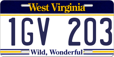 WV license plate 1GV203