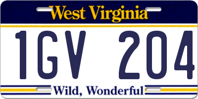 WV license plate 1GV204