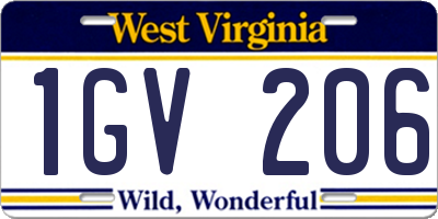 WV license plate 1GV206