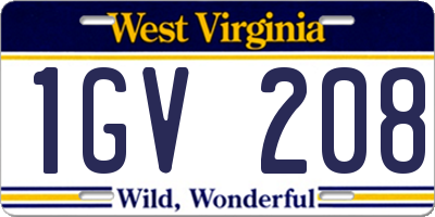 WV license plate 1GV208