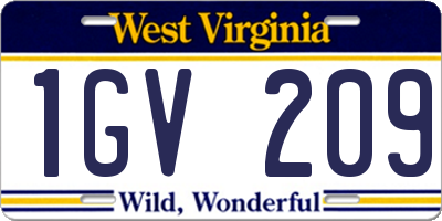 WV license plate 1GV209