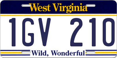 WV license plate 1GV210