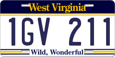 WV license plate 1GV211