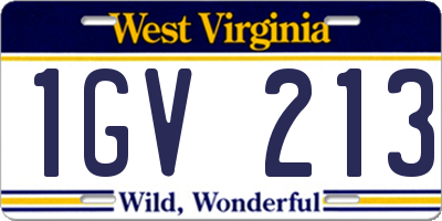 WV license plate 1GV213