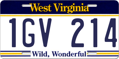 WV license plate 1GV214
