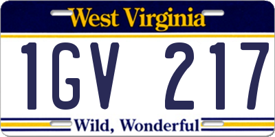 WV license plate 1GV217