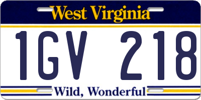 WV license plate 1GV218