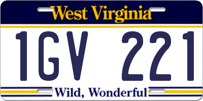 WV license plate 1GV221