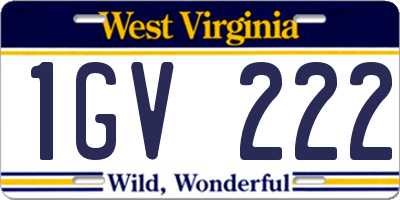WV license plate 1GV222